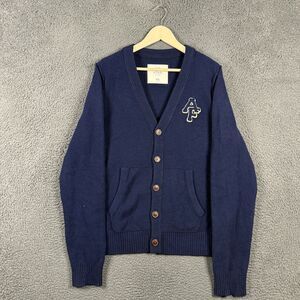 Abercrombie & Fitch Cardigan Sweater Mens 2XL XXL Blue Letterman Preppy Wool